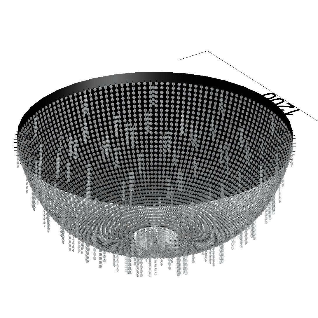 Đèn pha lê 110PL dimmer 3 màu có điều khiển thông minh KT: D1200xH500mm